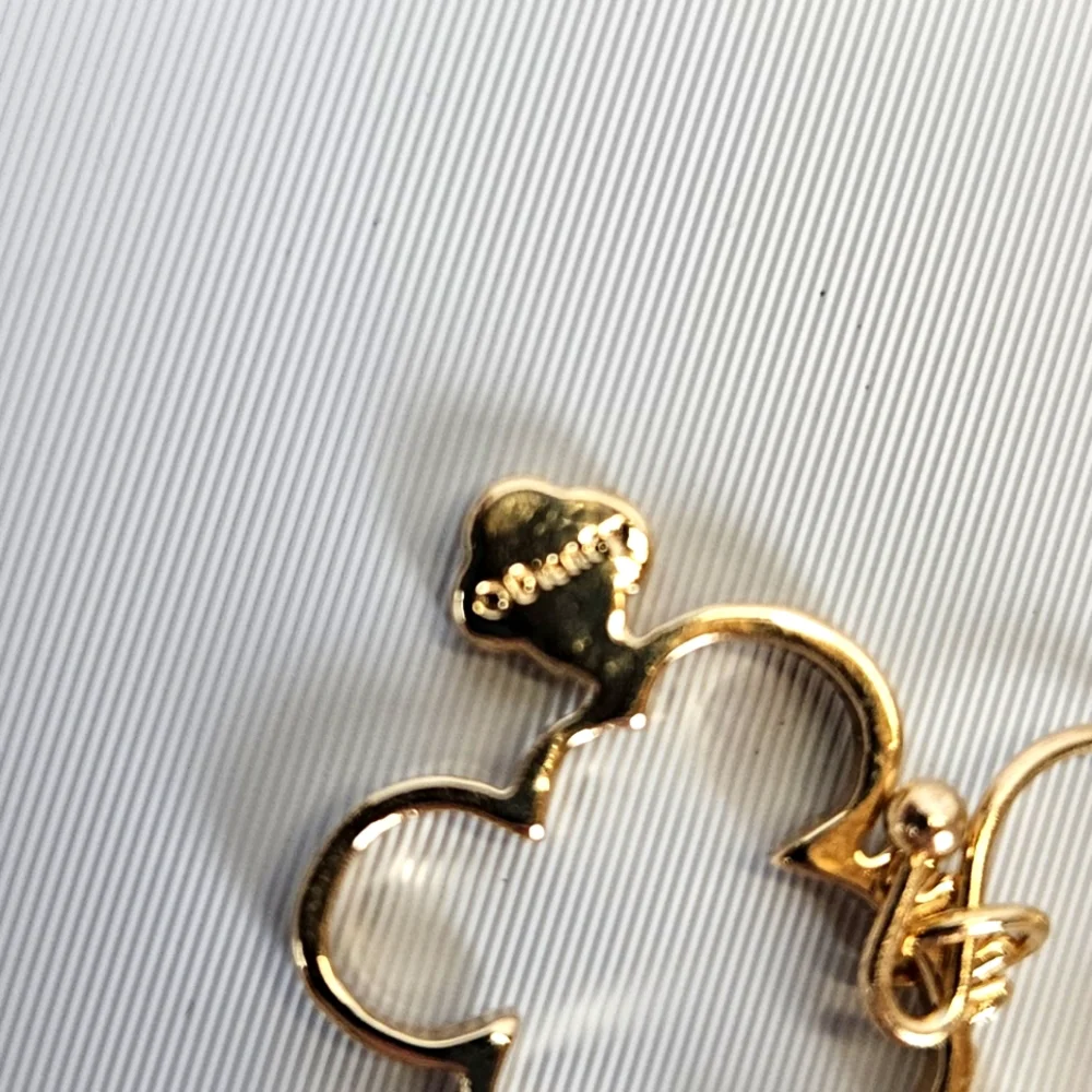 Minnie Mouse Dangling Earrings Outline Gold Colored